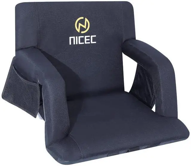 Main image of Stadium Seats, Floor Chair, Bleacher Chairs, 5 Reclining Positions Waterproof Cushion, Ultralight, Foldable, Extra Thick Padding, with Shoulder Straps & Net Pockets, Power Bank Not Included