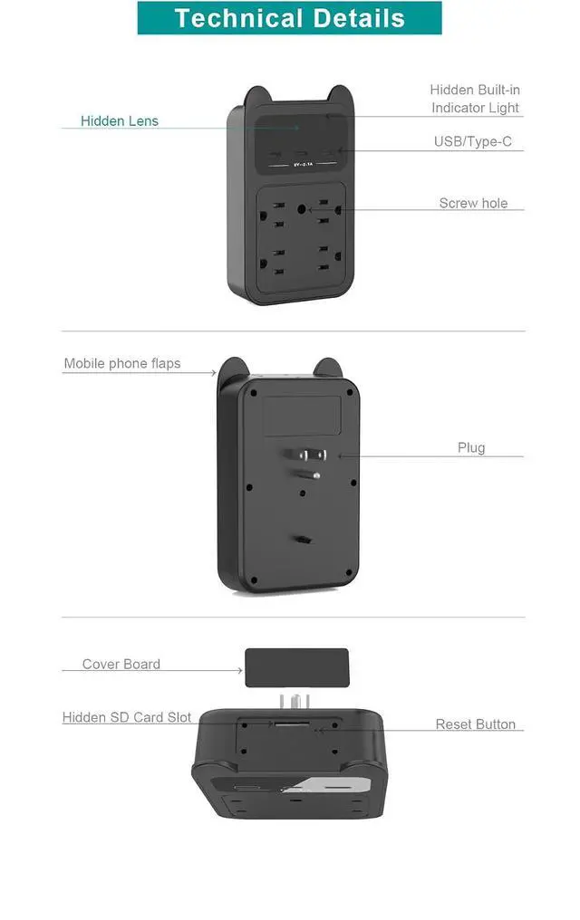 Alt view image 6 of 7 - 2026 Upgraded 4K HD Hidden Camera Wall Outlet Camera, Wireless Nanny Cam with 120° Wide Angle Loop Recording Motion Detection Easy Setup for Home, Pets & Office Indoor Security