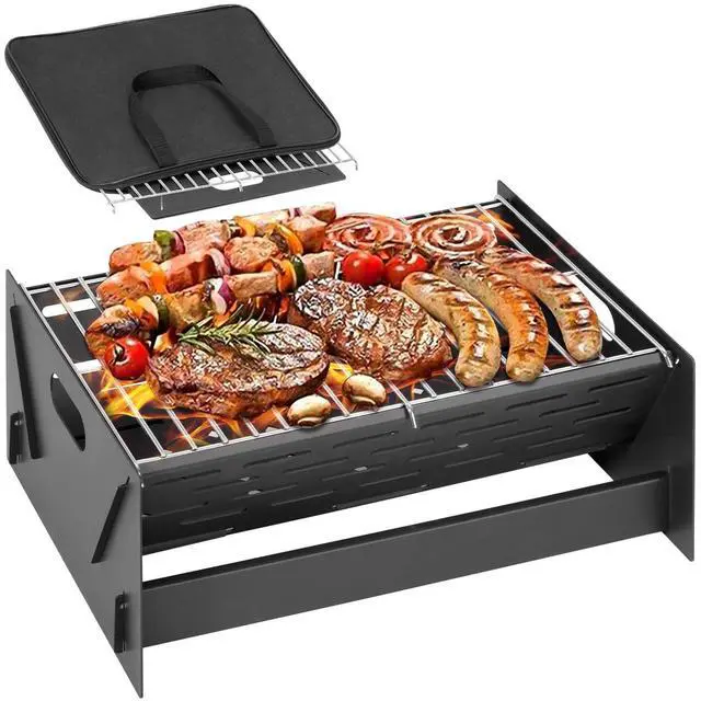 Main image of 15.9" Foldable Portable Camping Charcoal Grill - Rust-Resistant Compact Tabletop Grill with Detachable Grate & Quick Assembly for Outdoor Cooking BBQ Smokes Beach Patio Backyard