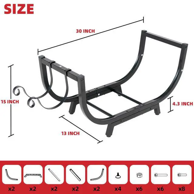 Alt view image 2 of 7 - 30 Firewood Rack Outdoor and Indoor, Compact Firewood log Storage & Holder, Stable Log Holder with Reinforced Steel Frame, Waterproof Rustproof Wood Pile Storage Rack for Fireplaces/Camping.