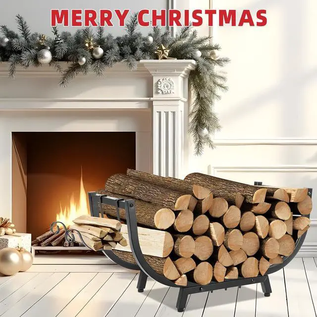 Alt view image 5 of 7 - 30 Firewood Rack Outdoor and Indoor, Compact Firewood log Storage & Holder, Stable Log Holder with Reinforced Steel Frame, Waterproof Rustproof Wood Pile Storage Rack for Fireplaces/Camping.