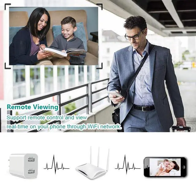 Alt view image 4 of 7 - Hidden Camera with Wireless Charger - 1080P HD Spy Camera, 160° Wide-Angle Lens, Motion Detection, Suitable for Home Security Monitoring of Babies/Pets/Nanny(2.4/5G)