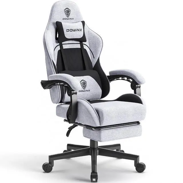 Main image of Dowinx Gaming Chair with Pocket Spring Cushion, Computer Office Game Chair, Linkage Armrests and Footrest, High Back Ergonomic Computer Chair with Lumbar Support Task Chair with Footrest(Black Grey)