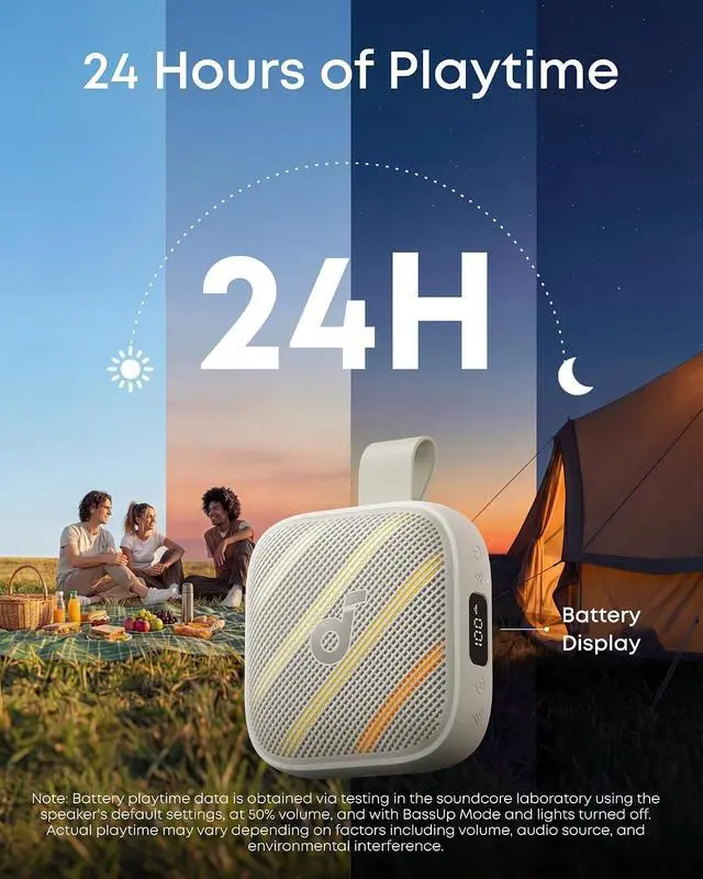 Alt view image 4 of 7 - Soundcore Anker Boom Go 3i Portable Bluetooth Speaker, 15W Punchy Sound, 24H Playtime, IP68, BassUp 2.0, Emergency Charging, Bluetooth 6.0, Waterproof Speaker for Hiking/Cycling/Camping (Beige)