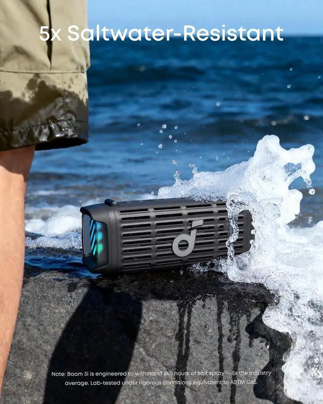Alt view image 3 of 6 - Soundcore Boom 3i by Anker, 50W Compact Outdoor Speaker, Floating Playback | IP68 Waterproof, BassUp 2.0, Saltwater-Resistant, Bluetooth 5.3, 16H, TWS, ideal for Kayak/Fishing/Camping