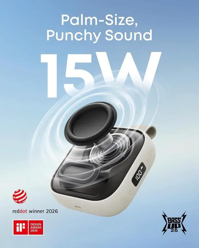 Alt view image 3 of 7 - Soundcore Anker Boom Go 3i Portable Bluetooth Speaker, 15W Punchy Sound, 24H Playtime, IP68, BassUp 2.0, Emergency Charging, Bluetooth 6.0, Waterproof Speaker for Hiking/Cycling/Camping (Beige)