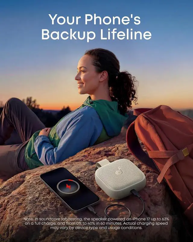 Alt view image 7 of 7 - Soundcore Anker Boom Go 3i Portable Bluetooth Speaker, 15W Punchy Sound, 24H Playtime, IP68, BassUp 2.0, Emergency Charging, Bluetooth 6.0, Waterproof Speaker for Hiking/Cycling/Camping (Beige)