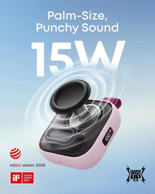 Alt view image 3 of 7 - Soundcore Boom Go 3i Portable Bluetooth Speaker by Anker, 15W Punchy Sound, 24H Playtime, IP68, BassUp 2.0, Emergency Charging, Bluetooth 6.0, Waterproof Speaker for Hiking/Cycling/Camping (Pink)