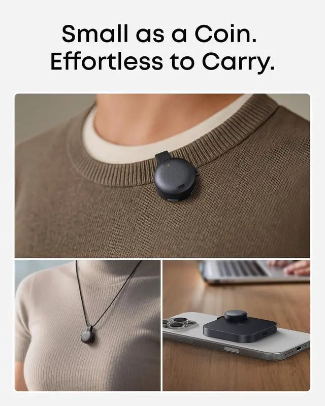 Alt view image 3 of 7 - soundcore Work by Anker, Coin-Sized AI Voice Recorder, AI Note Taker for Meetings & Lectures, 8GB, AI Transcription, AI Gadget, Cross-Meeting Summary, MFi Certified
