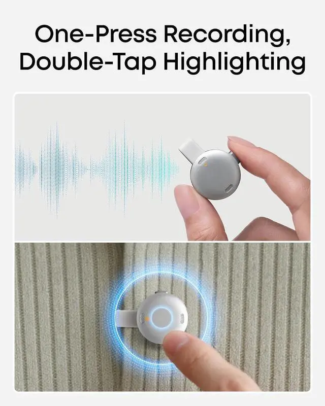 Alt view image 4 of 7 - soundcore Work by Anker, Coin-Sized AI Voice Recorder, AI Note Taker for Meetings & Lectures, 8GB, AI Transcription, AI Gadget, Cross-Meeting Summary, MFi Certified