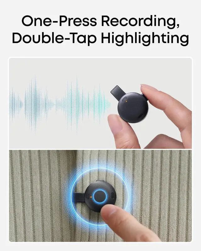 Alt view image 4 of 7 - soundcore Work by Anker, Coin-Sized AI Voice Recorder, AI Note Taker for Meetings & Lectures, 8GB, AI Transcription, AI Gadget, Cross-Meeting Summary, MFi Certified