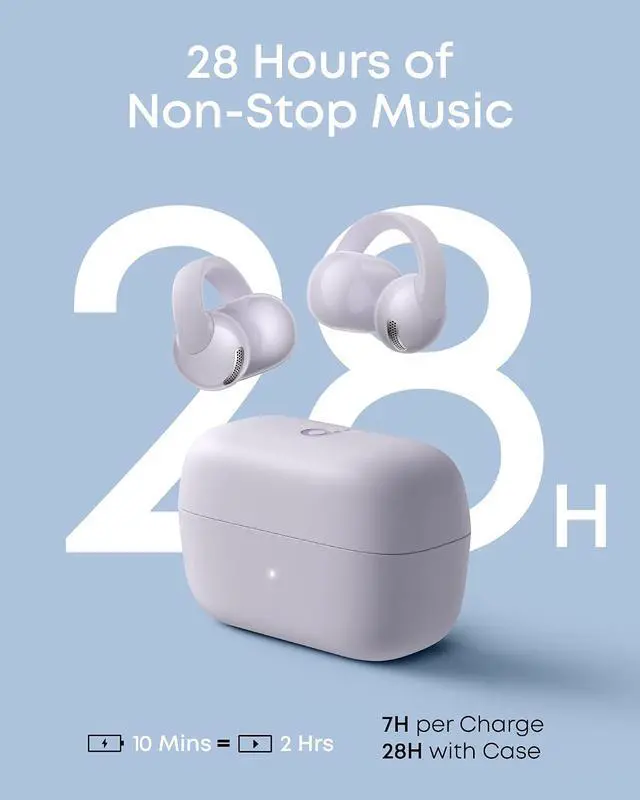 Alt view image 5 of 7 - Soundcore C50i by Anker, Open-Ear Headphones, Clip-On Earbuds, Ultra-Comfort, FlexiClip Design, 12mm Drivers for Powerful Bass, AI Clear Calls, 28H Playtime, Secure Fit, Hi-Res, IP55, Bluetooth 6.0