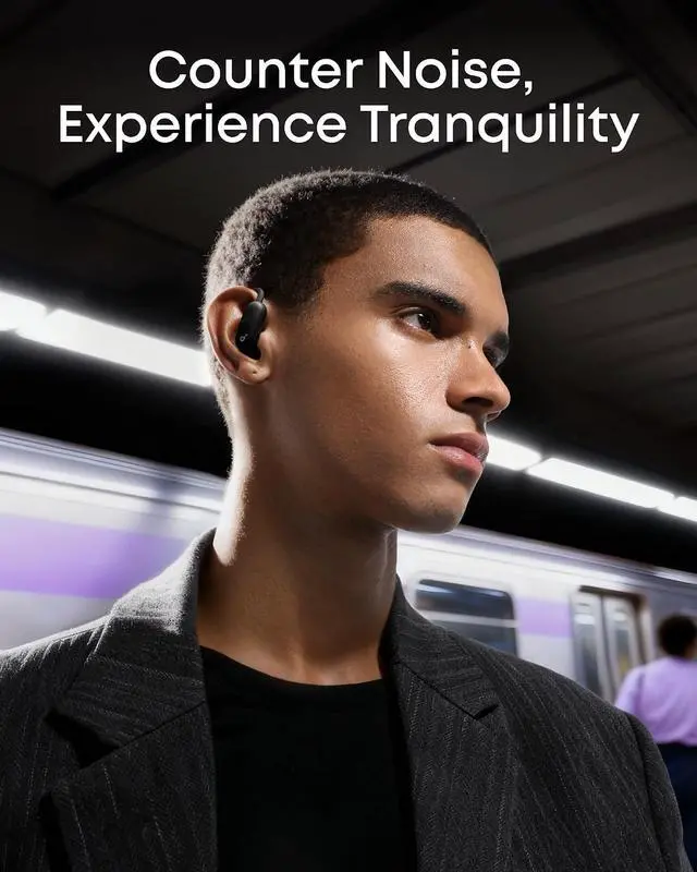 Alt view image 4 of 6 - Soundcore AeroFit 2 Pro by Anker, Dual-Form Earbuds, Open-Ear & Active Noise Cancellation Forms, 5-Level Adjustable Ear Hooks for Dual Forms, Hi-Res Audio with LDAC, 4-Mic AI Clear Calls