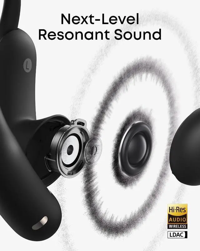 Alt view image 5 of 6 - Soundcore AeroFit 2 Pro by Anker, Dual-Form Earbuds, Open-Ear & Active Noise Cancellation Forms, 5-Level Adjustable Ear Hooks for Dual Forms, Hi-Res Audio with LDAC, 4-Mic AI Clear Calls