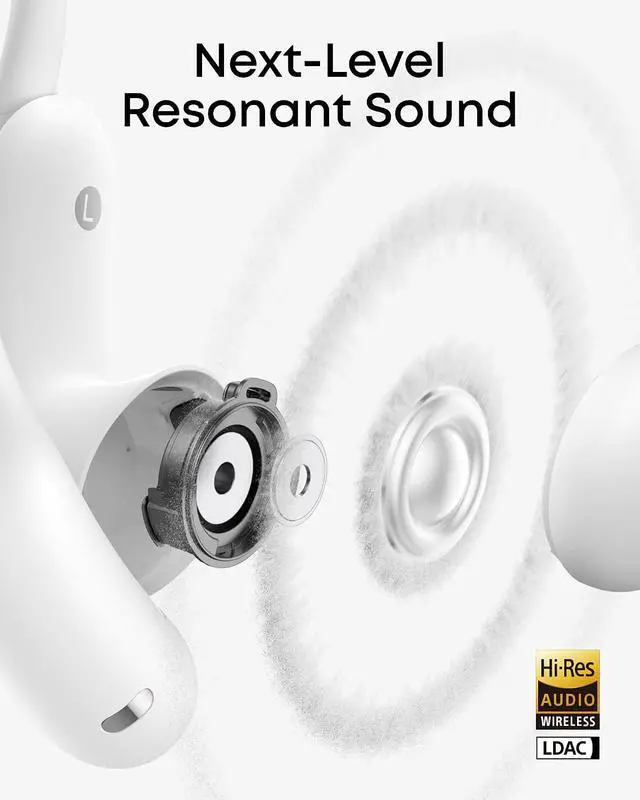 Alt view image 2 of 7 - Soundcore AeroFit 2 Pro by Anker, Open-Ear and Active Noise Cancellation Modes, Hi-Res Open Ear Headphones for Commute,Office,Fitness, LDAC, 4-Mic AI Clear Calls, 34H, IP55, Wireless Bluetooth Earbuds