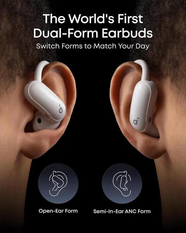 Alt view image 4 of 7 - Soundcore AeroFit 2 Pro by Anker, Open-Ear and Active Noise Cancellation Modes, Hi-Res Open Ear Headphones for Commute,Office,Fitness, LDAC, 4-Mic AI Clear Calls, 34H, IP55, Wireless Bluetooth Earbuds