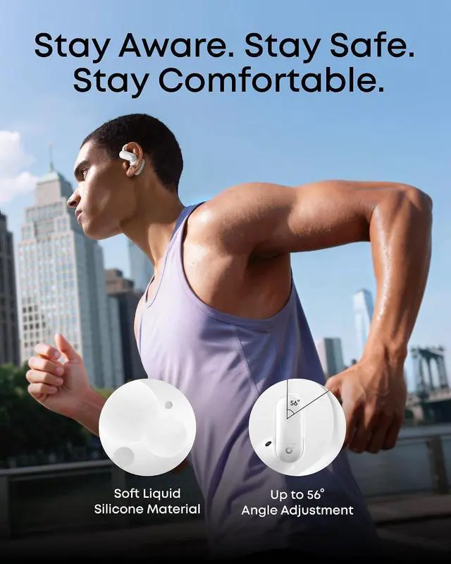 Alt view image 5 of 7 - Soundcore AeroFit 2 Pro by Anker, Open-Ear and Active Noise Cancellation Modes, Hi-Res Open Ear Headphones for Commute,Office,Fitness, LDAC, 4-Mic AI Clear Calls, 34H, IP55, Wireless Bluetooth Earbuds