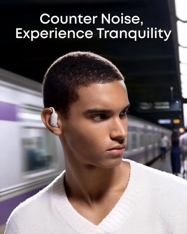 Alt view image 6 of 7 - Soundcore AeroFit 2 Pro by Anker, Open-Ear and Active Noise Cancellation Modes, Hi-Res Open Ear Headphones for Commute,Office,Fitness, LDAC, 4-Mic AI Clear Calls, 34H, IP55, Wireless Bluetooth Earbuds