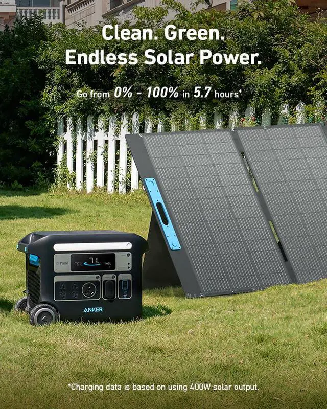 Alt view image 3 of 7 - Anker SOLIX F2000 Solar Generator, 2048Wh Portable Power Station with LiFePO4 Batteries and 400W Solar Panel, GaNPrime Technology, 4 AC Outlets Up to 2400W for Home, Power Outages, Camping, and RVs