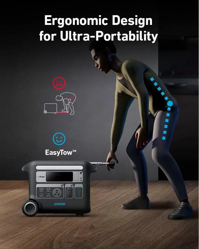 Alt view image 5 of 7 - Anker SOLIX F2000 Solar Generator, 2048Wh Portable Power Station with LiFePO4 Batteries and 400W Solar Panel, GaNPrime Technology, 4 AC Outlets Up to 2400W for Home, Power Outages, Camping, and RVs