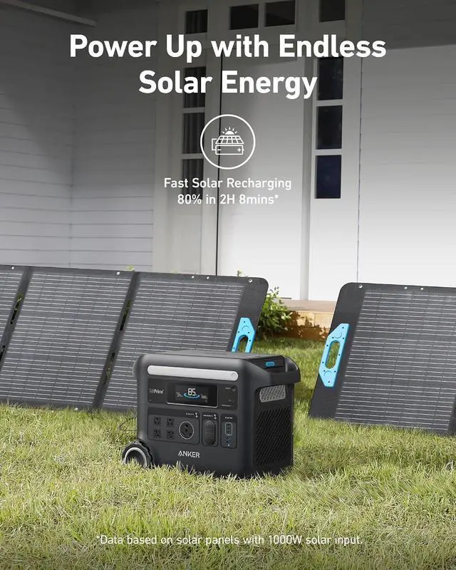 Alt view image 4 of 7 - Anker SOLIX F2600 Portable Power Station, 2400W (Peak 3600W) Solar Generator, GaNPrime Battery Generators for Home Use, 2560Wh LiFePO4 Power Station for Outdoor Camping, and RVs (Solar Panel Optional)