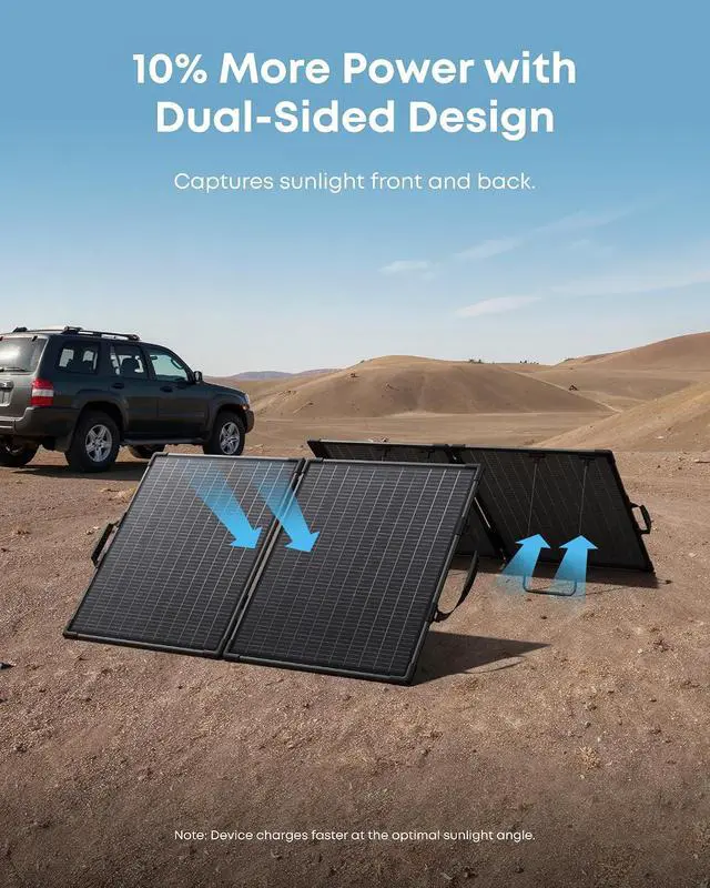 Alt view image 3 of 7 - Anker SOLIX PS100 Bifacial Portable Solar Panel, 100W Foldable Solar Charger with Dual-Sided Power Generation, 25%+ High Conversion Efficiency, for Camping, RVs, and Home Backup