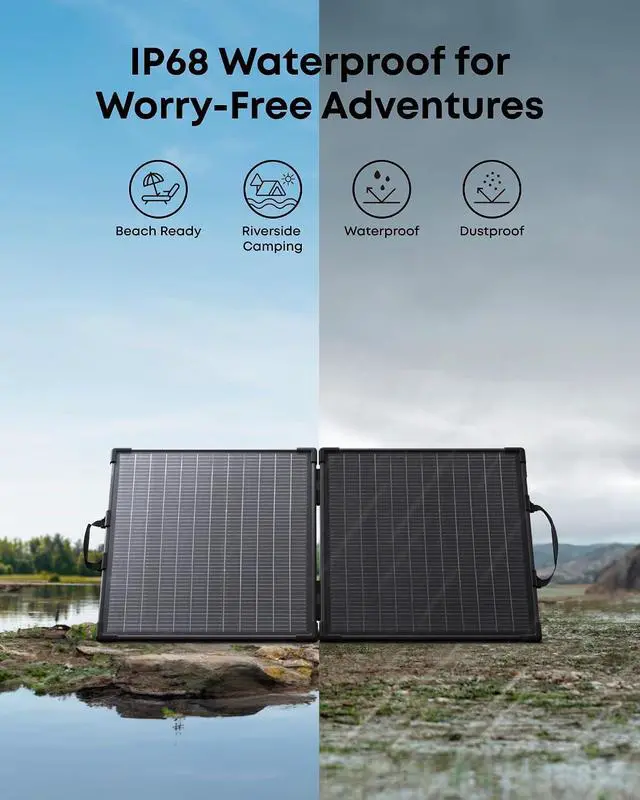 Alt view image 7 of 7 - Anker SOLIX PS100 Bifacial Portable Solar Panel, 100W Foldable Solar Charger with Dual-Sided Power Generation, 25%+ High Conversion Efficiency, for Camping, RVs, and Home Backup