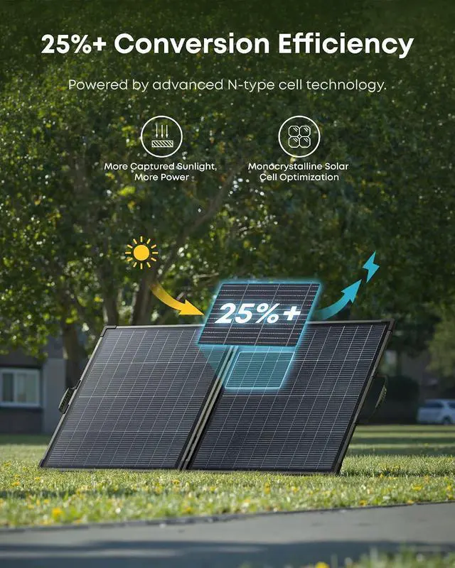 Alt view image 4 of 7 - Anker SOLIX PS200 Bifacial Portable Solar Panel, 200W Foldable Solar Charger with Dual-Sided Power Generation, 25%+ High Conversion Efficiency, for Camping, RVs, and Home Backup