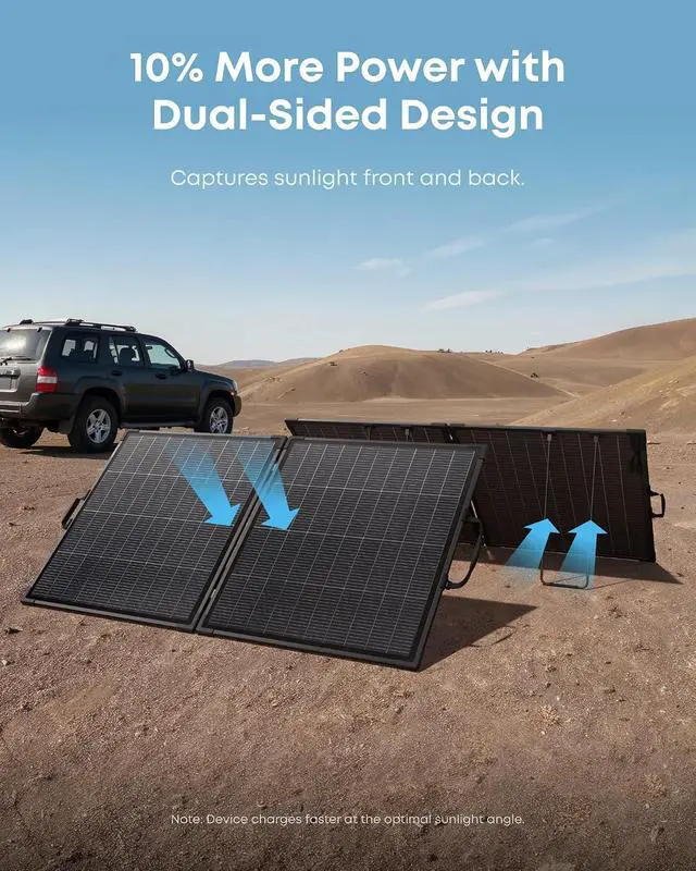 Alt view image 3 of 7 - Anker SOLIX PS200 Bifacial Portable Solar Panel, 200W Foldable Solar Charger with Dual-Sided Power Generation, 25%+ High Conversion Efficiency, for Camping, RVs, and Home Backup