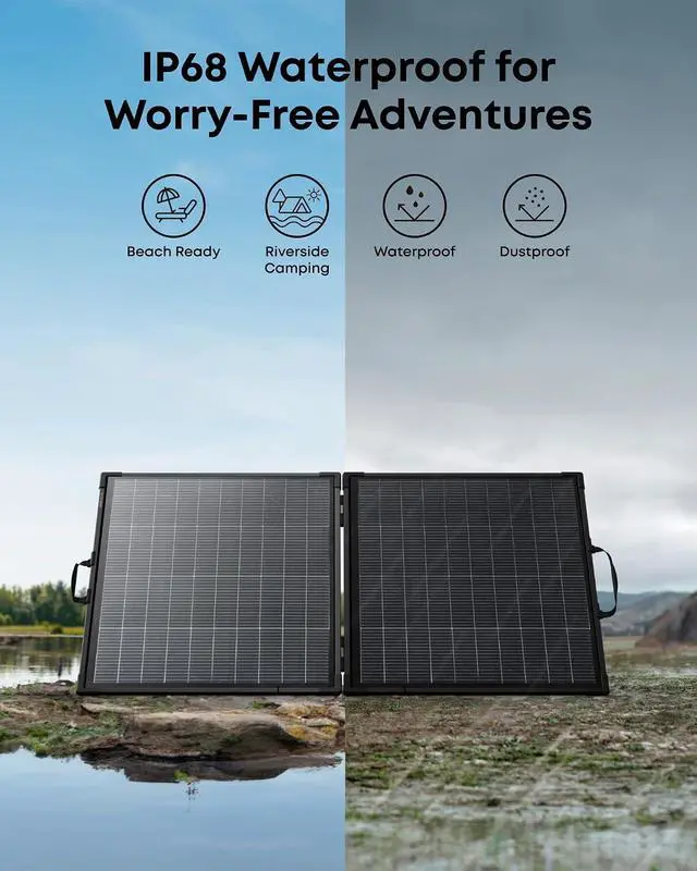 Alt view image 6 of 7 - Anker SOLIX PS200 Bifacial Portable Solar Panel, 200W Foldable Solar Charger with Dual-Sided Power Generation, 25%+ High Conversion Efficiency, for Camping, RVs, and Home Backup
