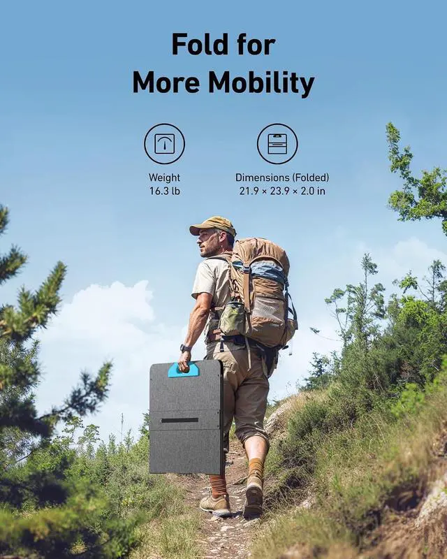 Alt view image 6 of 6 - Anker SOLIX PS200 Solar Panel with Adjustable Kickstand, 200W Foldable Portable Solar Charger, IP67 Waterproof, 23% Higher Energy Conversion Efficiency, for Camping, RVs, and Blackouts