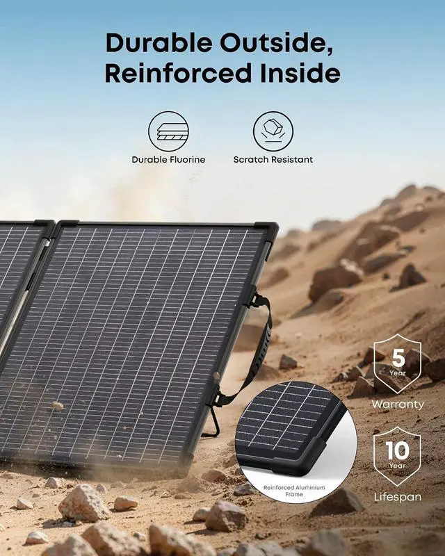 Alt view image 6 of 7 - Anker SOLIX PS100 Bifacial Portable Solar Panel, 100W Foldable Solar Charger with Dual-Sided Power Generation, 25%+ High Conversion Efficiency, for Camping, RVs, and Home Backup