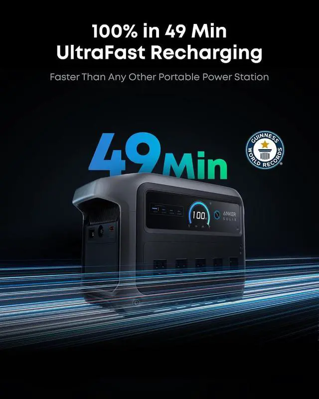 Alt view image 2 of 7 - Anker SOLIX C1000 Gen 2 Portable Power Station, 2,000W (Peak 3,000W) Solar Generator, Full Charge in 49 Min, 1,024Wh LiFePO4 Battery for Home Backup, Power Outages, and Camping (Optional Solar Panel)