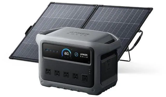 Main image of Anker SOLIX C1000 Gen 2 Portable Power Station with 200W Bifacial Solar Panel, 2,000W (Peak 3,000W) Solar Generator, Full Charge in 49 Min, 1,024Wh LiFePO4 Battery