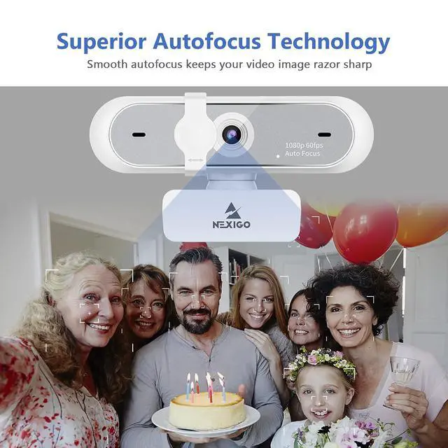 Alt view image 4 of 7 - NexiGo 60FPS 1080P Webcam Kits, N660P FHD USB Web Camera with Privacy Cover and Dual Microphones, Upgraded Video Conference Lighting, Lightweight Mini Tripod, for Zoom/Skype/Teams, White