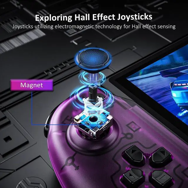 Alt view image 2 of 7 - NexiGo Hall Effect Gripcon with Kickstand and HDMI Out for TV Docking, Hall Sensing Joystick for Switch/Switch OLED (Purple), Switch Controller Carrying Case with 10 Game Card Holders