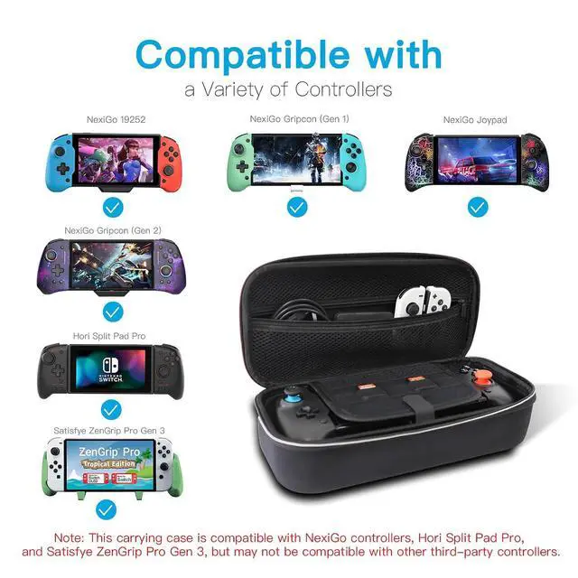 Alt view image 5 of 7 - NexiGo Hall Effect Gripcon with Kickstand and HDMI Out for TV Docking, Hall Sensing Joystick for Switch/Switch OLED (Black), Switch Controller Carrying Case with 10 Game Card Holders