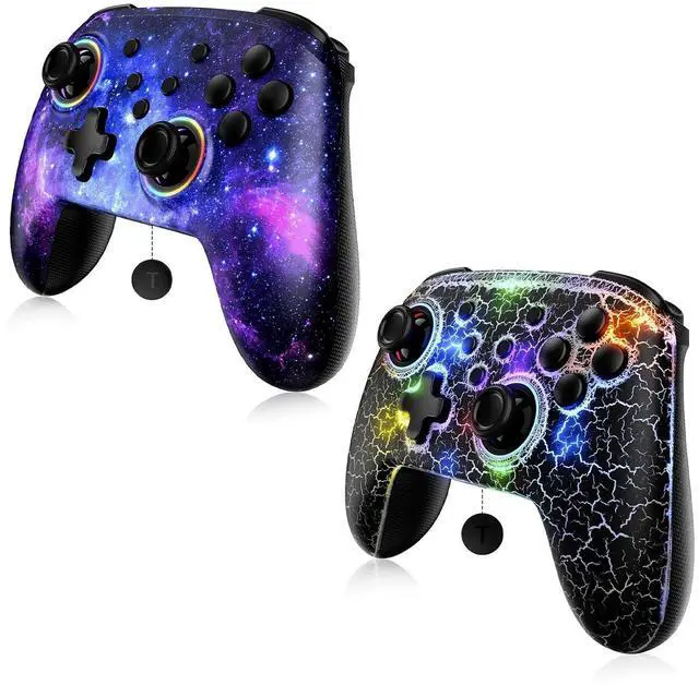 Main image of NexiGo Switch Controller 2 Pack, Wireless Bluetooth Controller for Nintendo Switch 2 and Switch, with No Deadzone, Turbo, LED Light, Motion, and Dual Vibration (Cosmic Nebula & Lightstorm)