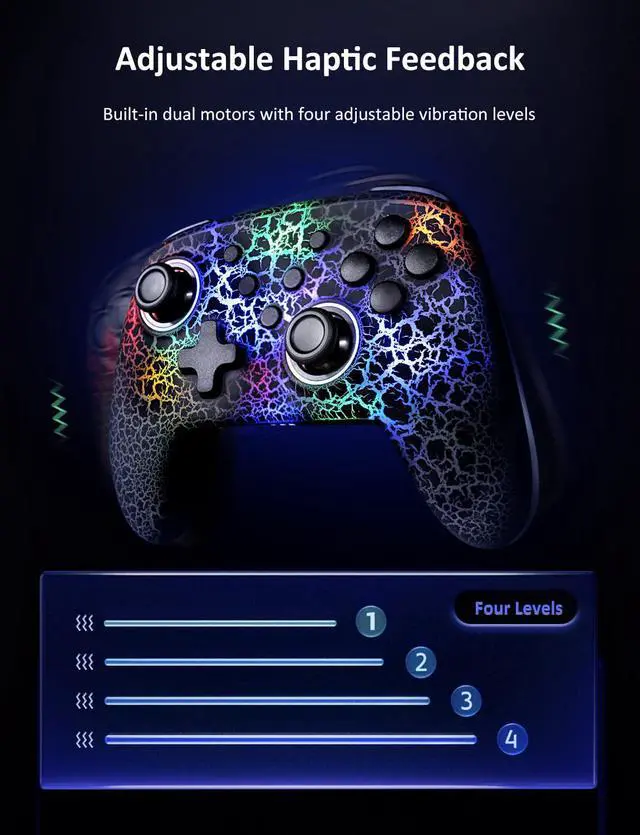 Alt view image 5 of 7 - NexiGo Switch Controller 2 Pack, Wireless Bluetooth Controller for Nintendo Switch 2 and Switch, with No Deadzone, Turbo, LED Light, Motion, and Dual Vibration (Cosmic Nebula & Lightstorm)