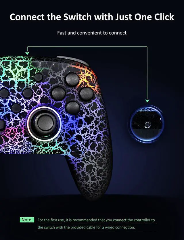 Alt view image 7 of 7 - NexiGo Switch Controller 2 Pack, Wireless Bluetooth Controller for Nintendo Switch 2 and Switch, with No Deadzone, Turbo, LED Light, Motion, and Dual Vibration (Cosmic Nebula & Lightstorm)