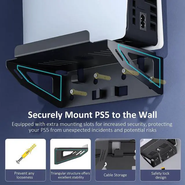 Alt view image 2 of 7 - NexiGo PS5 Accessories Essential Kit, PS5 Slim Silent Enhanced Cooling Fan with Adjustable Speed, Wall Mount Kit with Charging Station for Both PS5 and PS5 Slim Consoles