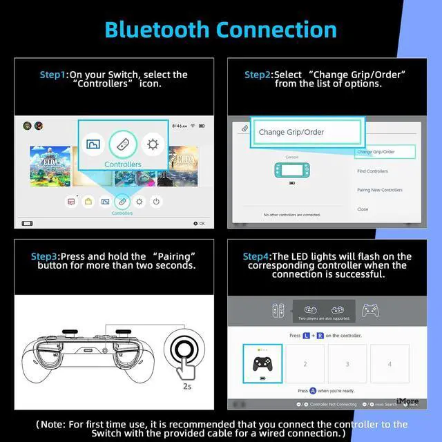 Alt view image 7 of 7 - NexiGo Switch Controller 2 Pack, Wireless Bluetooth Controller for Nintendo Switch 2 and Switch, with No Deadzone, Turbo, LED Light, Motion, and Dual Vibration (Violet Unicorn & Arctic Chiller)