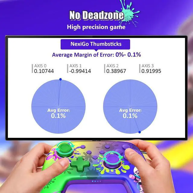 Alt view image 2 of 7 - NexiGo Switch Controller 2 Pack, Wireless Bluetooth Controller for Nintendo Switch 2 and Switch, with No Deadzone, Turbo, LED Light, Motion, and Dual Vibration (Inkling & Arctic Chiller)
