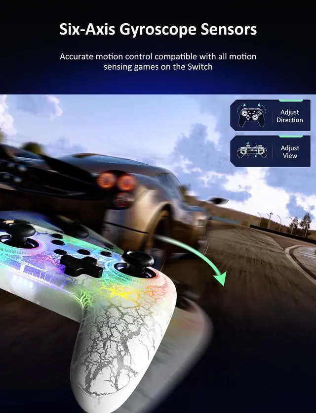 Alt view image 4 of 7 - NexiGo Switch Controller 2 Pack, Wireless Bluetooth Controller for Nintendo Switch 2 and Switch, with No Deadzone, Turbo, LED Light, Motion, and Dual Vibration (Cosmic Nebula & Atmosphere)
