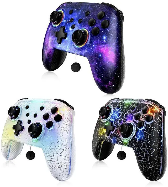 Main image of NexiGo Switch Controller 3-Pack, Wireless Bluetooth Controller for Nintendo Switch 2 and Switch, with No Deadzone/Turbo/LED Light/Motion/Dual Vibration (Cosmic Nebula/Atmosphere/Lightstorm)