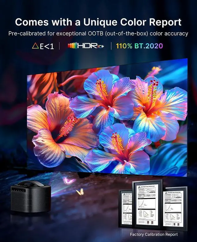 Alt view image 3 of 7 - NexiGo TriVision Ultra, 4K Tri-LED-Laser Portable Projector, 2600 Lumens, 100,000:1 Dynamic Contrast, No Laser Speckle, No Eye Strain, Dolby Vision, HDR10+, 3D, Fire TV Storage Slot
