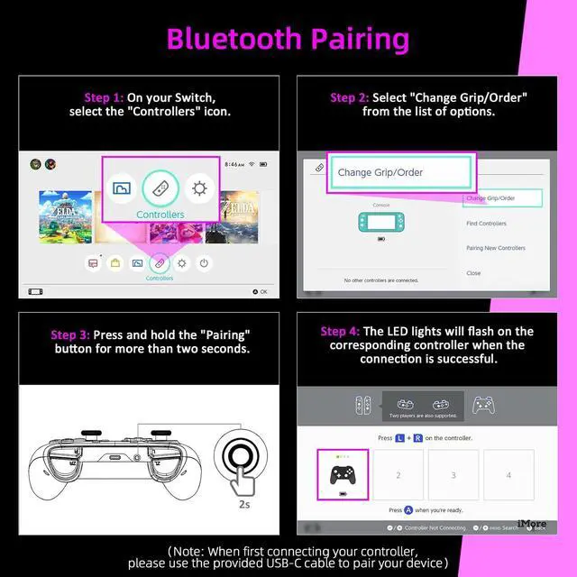 Alt view image 7 of 7 - NexiGo Switch Controller 3-Pack, Wireless Bluetooth Controller for Nintendo Switch 2 and Switch, with No Deadzone/Turbo/LED Light/Motion/Dual Vibration (Cosmic Nebula/Atmosphere/Lightstorm)