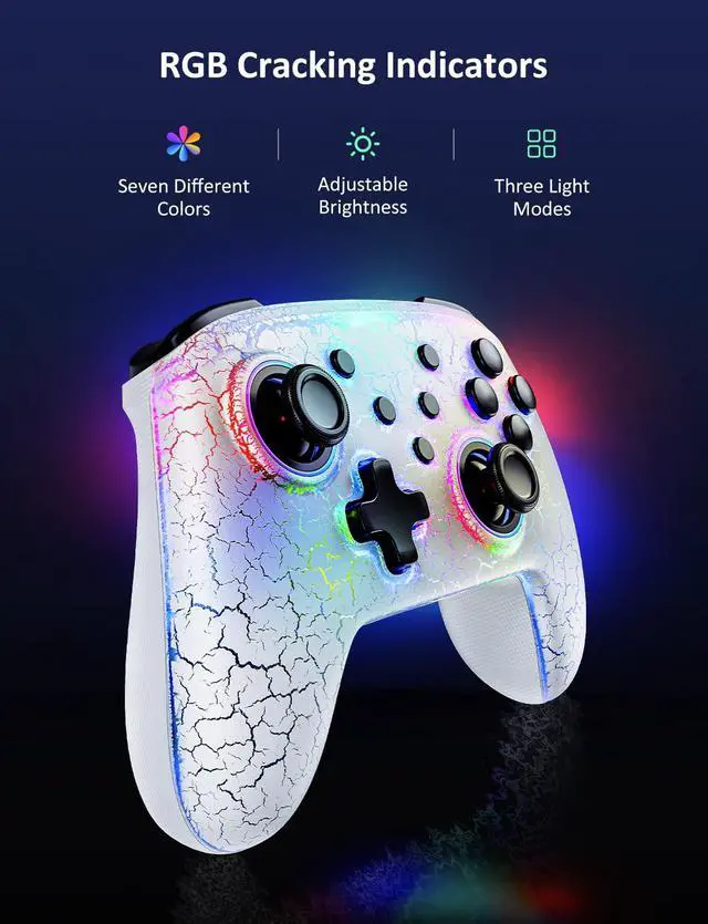 Alt view image 3 of 7 - NexiGo Switch Controller 3-Pack, Wireless Bluetooth Controller for Nintendo Switch 2 and Switch, with No Deadzone/Turbo/LED Light/Motion/Dual Vibration (Violet Unicorn/Atmosphere/Lightstorm)