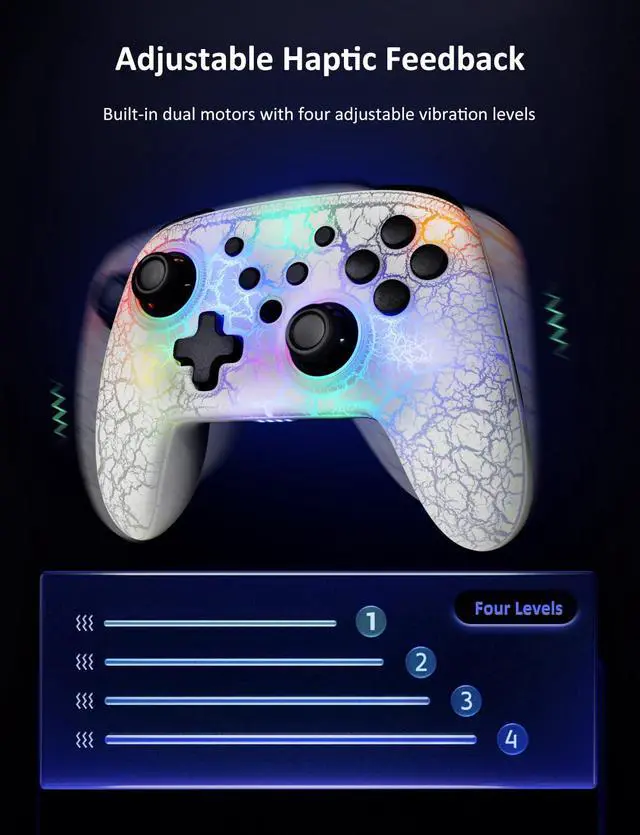 Alt view image 6 of 7 - NexiGo Switch Controller 3-Pack, Wireless Bluetooth Controller for Nintendo Switch 2 and Switch, with No Deadzone/Turbo/LED Light/Motion/Dual Vibration (Violet Unicorn/Atmosphere/Lightstorm)