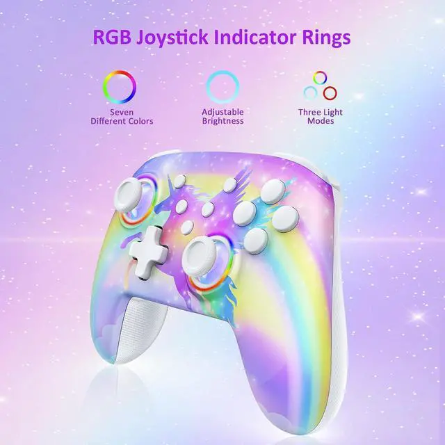 Alt view image 3 of 7 - NexiGo Switch Controller 2 Pack, Wireless Bluetooth Controller for Nintendo Switch 2 and Switch, with No Deadzone, Turbo, LED Light, Motion, and Dual Vibration (Violet Unicorn & Arctic Chiller)